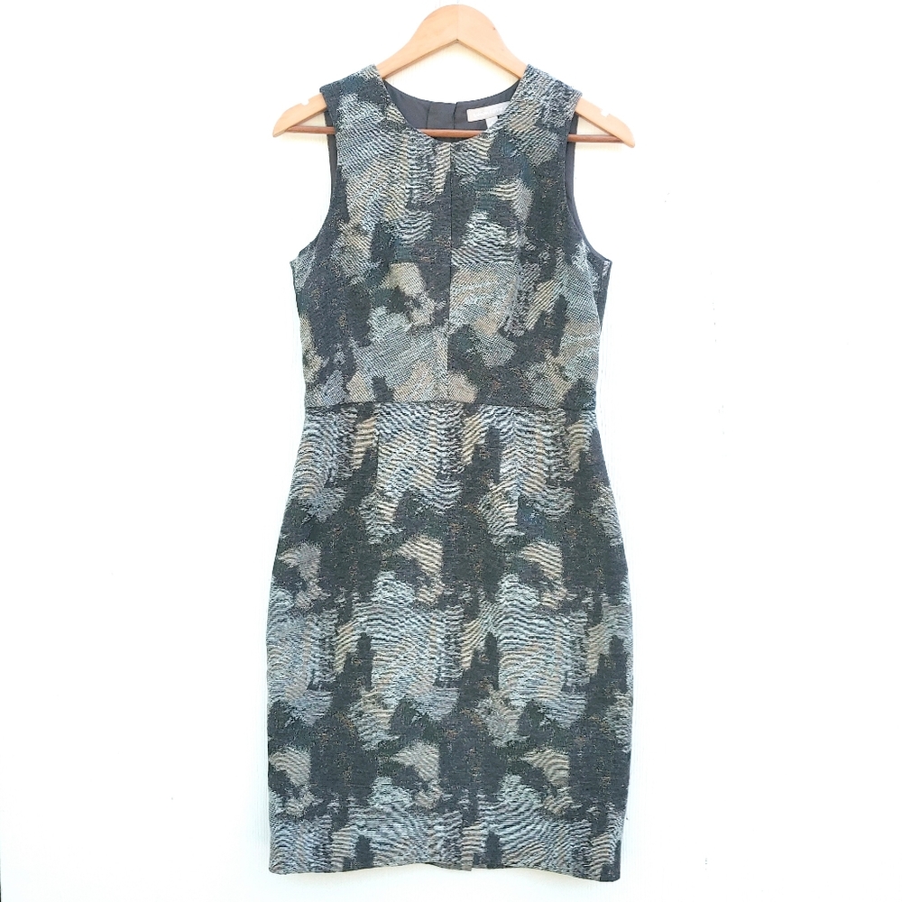 Banana Republic Metallic Wool Blend Sleeveless Lined Sheath Dress Sz 6